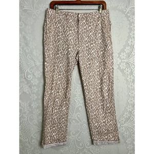 Anthropologie Leopard Print Straight Leg Pants - Brown and White